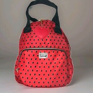 Red Heart-Patterned Backpack